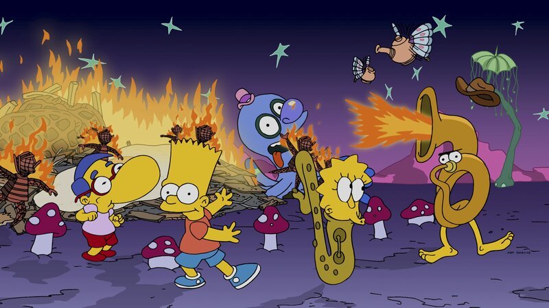 Der Tee, den Marge getrunken hat, lässt sie Milhouse (l.), Bart (M.) und Lisa (r.) mit ganz anderen Augen sehen … – Bild: Twentieth Century Fox Film Corporation