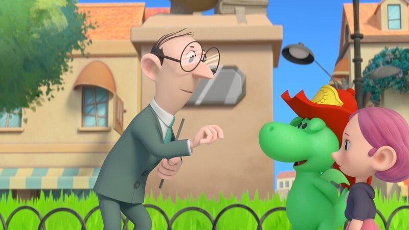 Reporter Cornuzzo will von Stella und Grisu wissen: Gibt es Drachen in Drachenstadt? – Bild: ZDF und MONDO TV Group, Pagot, Calidra, T2T, ZDFS