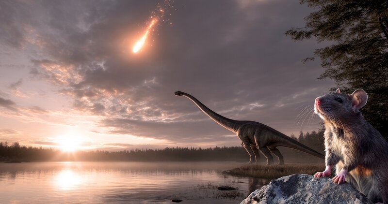 Nach dem Einschlag des Asteroiden vor 66 Millionen Jahren entsteht eine neue Welt. Dominiert wird sie von Säugetieren. – Bild: ZDF und AdobeStock_886150193