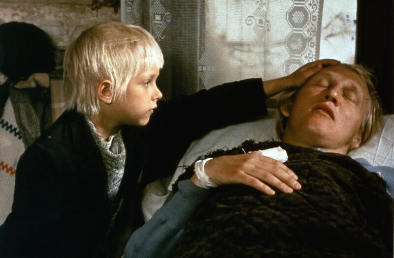 Michel (Jan Ohlsson, li.) macht sich große Sorgen um den Knecht Alfres (Björn Gustafson), seinen besten Freund, der plötzlich hohes Fieber bekommen hat. – Bild: ZDF