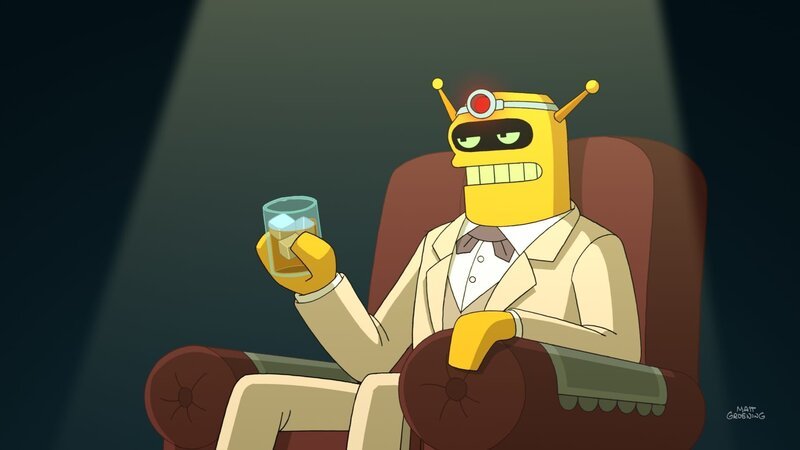 Um Bender und Fry aus ihrer Verzweiflung zu holen, hat Professor Farnsworth eine Lösung parat. Man müsste Calculon (im Bild) nur wiederauferstehen lassen, indem man seine Software-Seele aus der Robo-Hölle befreit und in seine sterblichen Überreste hochlädt … – Bild: Twentieth Century Fox Film Corporation. All rights reserved. Lizenzbild frei