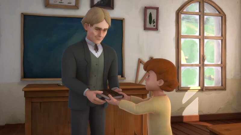 Peter war Klassenbester und erhält ein Buch. – Bild: ZDF/​Studio 100 Animation/​Heidi Productions Pty. Limited