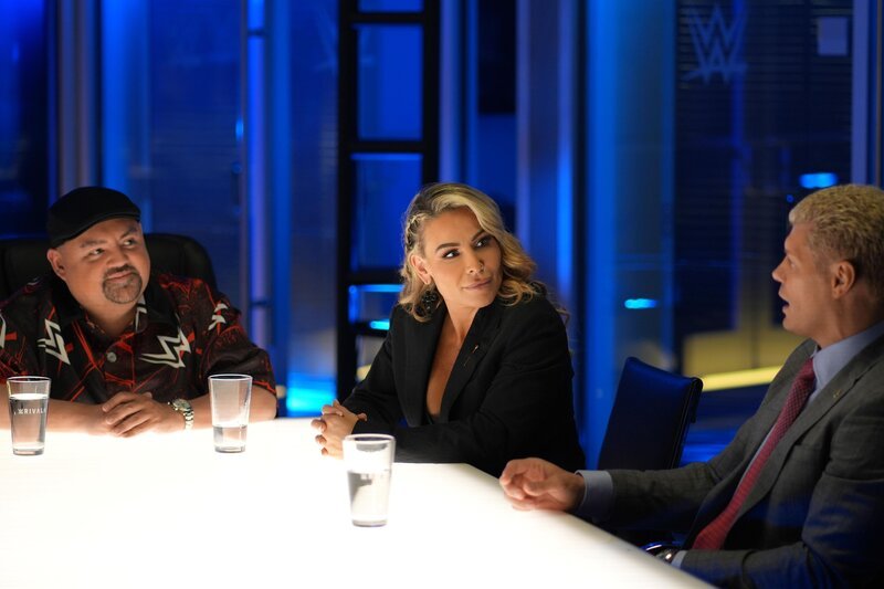 L-R: Gabriel Iglesias, Nattie Neidhart, Cody Rhodes – Bild: A&E Networks, LLC.