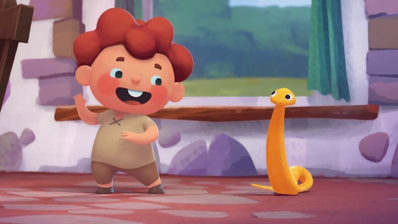 Anton tanzt mit der goldenen Schlange. – Bild: rbb/​MDR/​NDR/​BlauePampelmuse