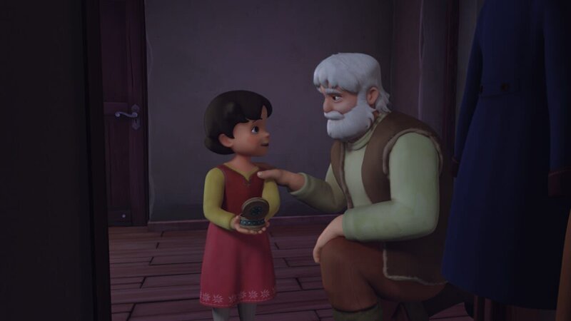 Großvater schenkt Heidi eine Brosche – Bild: ZDF und Studio 100 Animation/​Heidi Productions Pty. Limited