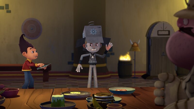 Tashi steuert den Roboto-Jungen. – Bild: KiKA/​Flying Bark Productions Pty Ltd.