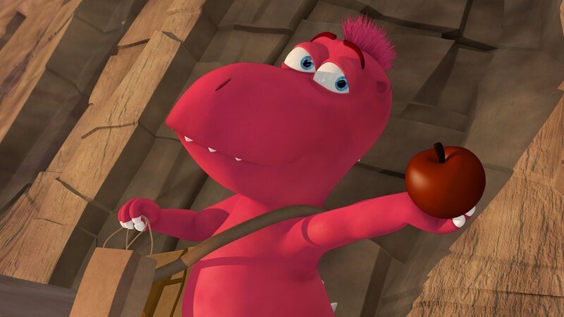 Trotz gefährlicher Situation an der Steilwand steht für den immerhungrigen Oskar fest: Rettet die Lebensmittel zuerst! – Bild: ZDF/​Caligari