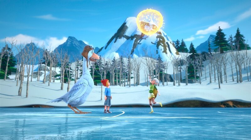 Nils und Martin sind schwer beeindruckt von Luxis Fähigkeiten. – Bild: BR/​Studio 100 Animation/​Studio 100 NV