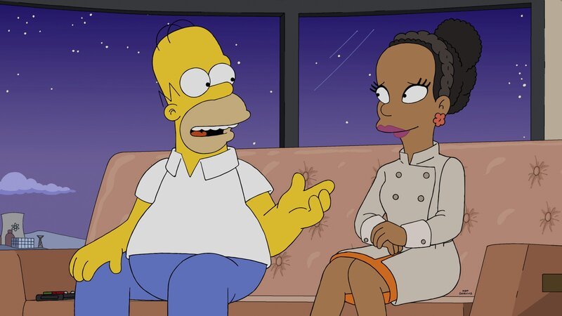 Ausgerechnet Homer (l.) soll auf die nigerische Prinzessin Kemi (r.) aufpassen, während ihr Vater mit Mr. Burns verhandelt … – Bild: Twentieth Century Fox Film Corporation