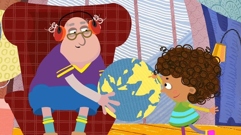 Opa erklärt Mia was auf der anderen Seite der Erde ist. – Bild: rbb/​Traumhaus Studios