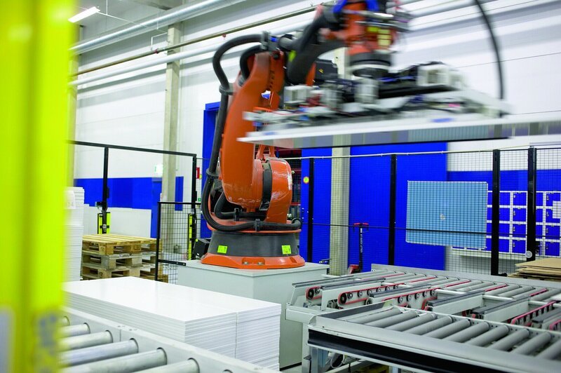 Älmhult, Sweden: At the Ikea factory cabinet doors being transfered to the next stage of the production. – Bild: Hoff Productions /​ National Geographic