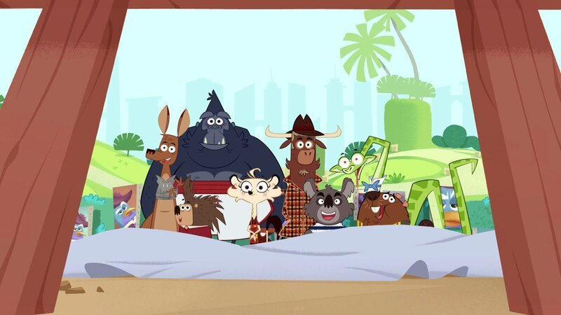 Die Zootiere bestaunen das neueste Meisterwerk des Paradiesvogels. – Bild: ZDF/​Mondo tv