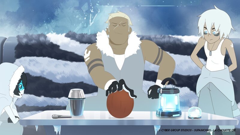 Pawel von den Cold Kings zeigt Manta (r.) seine unlauteren Methoden, um das nächste Rennen zu gewinnen. – Bild: WDR/​ Cyber Group Studios
