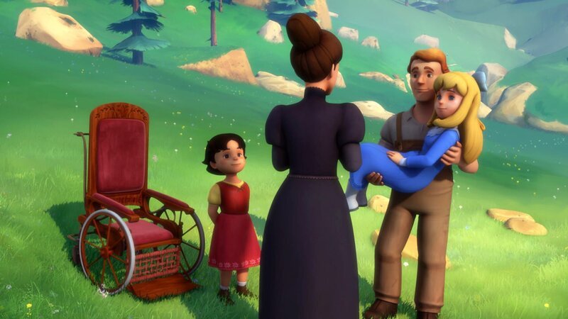 Friedrich hilft Fräulein Rottenmeier, die zwei Mädchen zu finden. – Bild: ZDF/​Studio 100 Animation/​Heidi Productions Pty. Limited