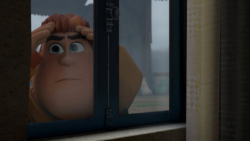 Beim Blick durch das Küchenfenster von Bauer Ludwig, macht Samson eine schauerliche Entdeckung. – Bild: ZDF/​La Station Animation