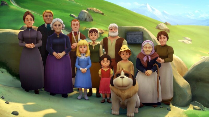 Heidis und Claras Familien posieren für ein gemeinsames Foto. – Bild: ZDF/​Studio 100 Animation/​Heidi Productions Pty. Limited