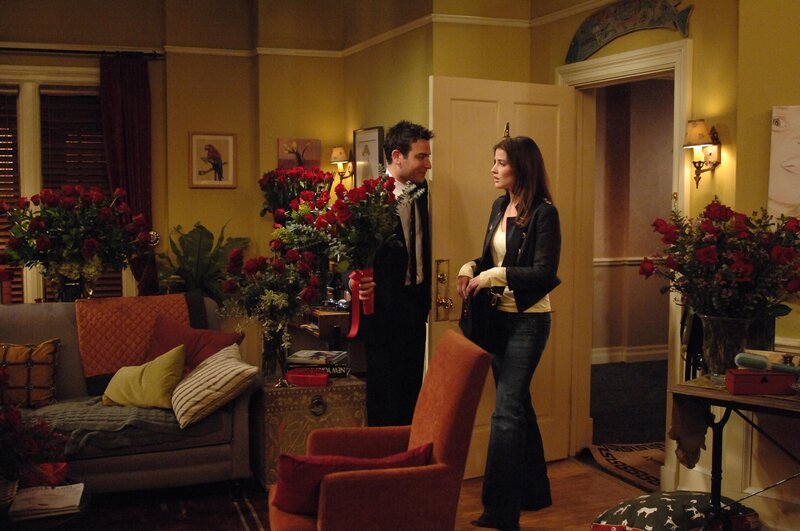 Ted (Josh Radnor, l.) gelingt die Überraschung, allerdings findet Robin (Cobie Smulders, r.) das Ganze etwas übertrieben … – Bild: © 20th Century Fox International Television