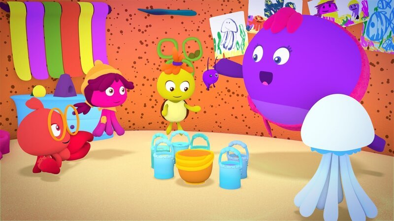 Die Vorschulkinder überlegen, in welcher Farbe sie die Vorschule streichen wollen. – Bild: KiKA/​Bigchild Entertainment