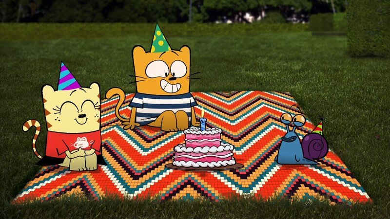 Ollie und Moon feiern mit Stanley Geburtstag. – Bild: BR/​2017 Cottonwood Media