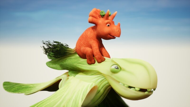 Ein ausgewachsener Pakchoidactylus ist so stark, dass er sogar Ginger durch die Lüfte tragen kann. – Bild: Cheeky Little Media