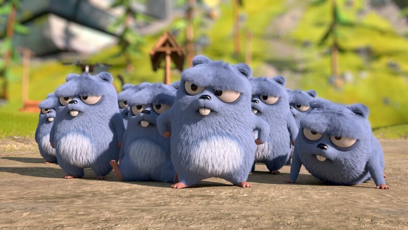 Sieht aus, als wären die Lemminge ganz schön wütend! Liegt das etwa an der neuen Universal-Fernbedienung, die Grizzy auf der Suche nach der Fernbedienung entdeckt hat? – Bild: Super RTL