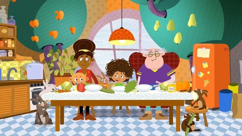 Alle essen Abendessen zusammen. – Bild: rbb/​Traumhaus Studios