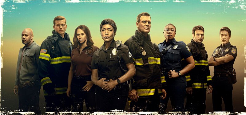 Pictured (L-R): Rockmond Dunbar, Oliver Stark, Jennifer Love Hewitt, Angela Bassett, Peter Krause, Aisha Hinds, Ryan Guzman, and Kenneth Choi. – Bild: 2018 FOX Broadcasting