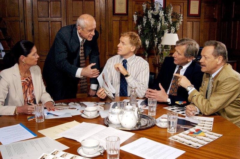 (v.li.): Heinz Trixner (Vinzenz Strobel), Albert Fortell (Felix Hofstätter), Florentin Groll (Sepp Thallinger), Fritz von Friedl (Claus Blüm). – Bild: ORF 2