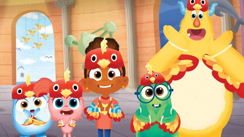 Die Monstersitter führen ihre Schützlinge wie Vögel durchs Museum. – Bild: KiKA/​Nelvana