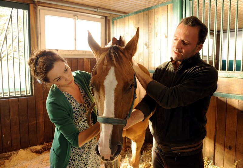 SWR Fernsehen DIE STEIN, „Neue Wege“, am Sonntag (08.07.12) um 22:35 Uhr. Katja Stein (Julia Stemberger, l.) hilft Micha (Robert Schupp, r.), das kranke Pferd zu versorgen. – Bild: SWR/​ARD/​Claudius Pflug
