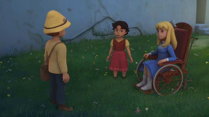 Heidi, Peter und Clara überlegen, wie man Fräulein Rottenmeier verschrecken könnte. – Bild: ZDF/​Studio 100 Animation/​Heidi Productions Pty. Limited