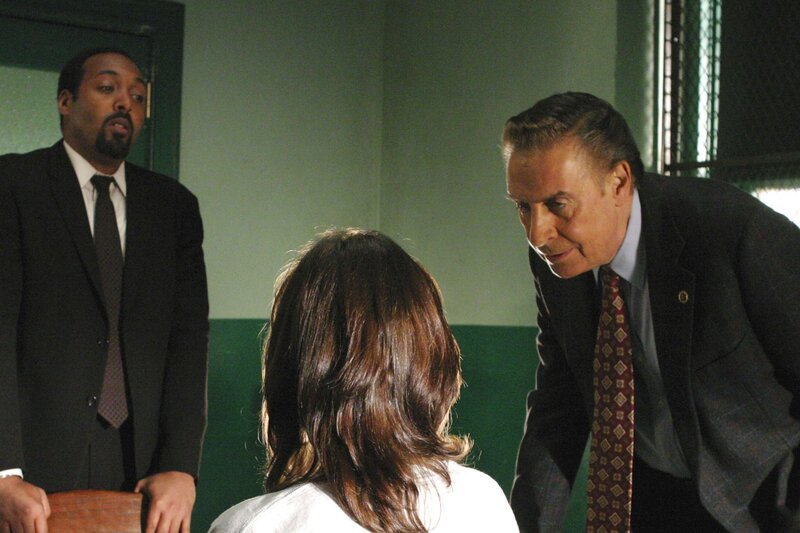 Die Ermittler Briscoe (Jerry Orbach, re.) und Green (Jesse L. Martin) hegen den Verdacht, dass zwei Hausfrauen gegenseitig die unliebsamen und untreuen Ehemänner zur Strecke gebracht haben. Doch die Indizien reichen zunächst nicht aus, um dem mörderischen Duo dies nachzuweisen. – Bild: RTL