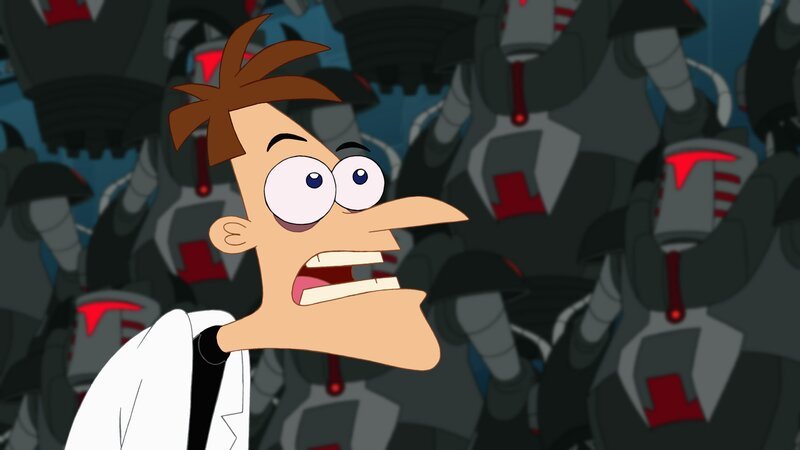 Doofenschmirtz hat weitreichende Pläne. Er möchte neben der 2. Dimension auch noch die 1. Dimension in seine Gewalt bringen. – Bild: Disney+