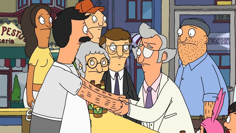 L-R: Bob, Mr. Fischoeder, Louise, Gene – Bild: ViacomCBS /​ FOX /​ 2011 FOX BROADCASTING /​ BOB’S BURGERS ª and © 2011 TTCFFC ALL RIGHTS RESERVED.
