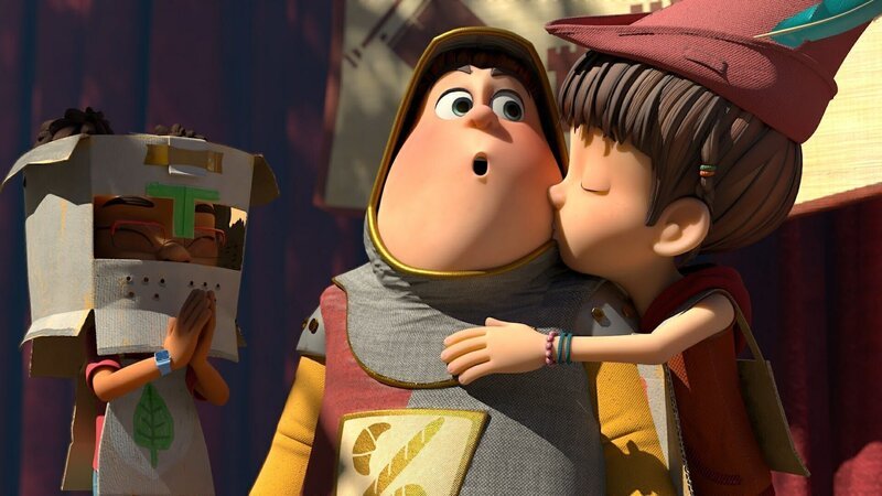 Nach seiner höchst ritterlichen Vorstellung hat Samson einen Kuss von Bohnenstange verdient. – Bild: ZDF/​La Station Animation