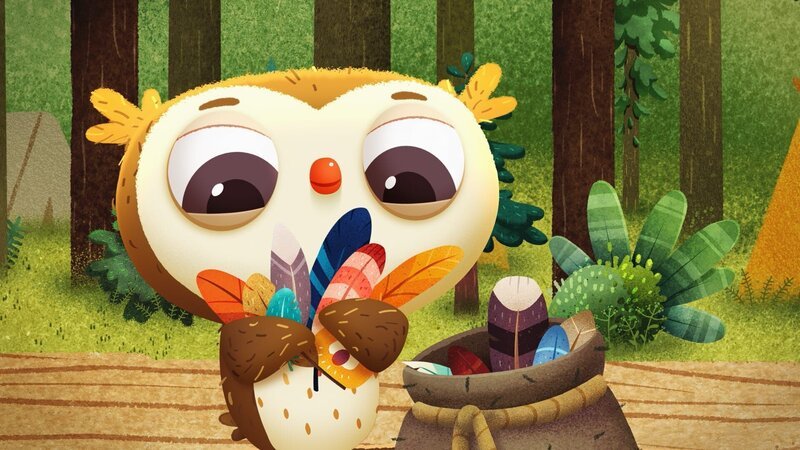 Als das Waldcamp in Gefahr ist, benutzt Odo seinen Drachen und einige Federn, um den Tag zu retten. – Bild: Sixteen South & Letko