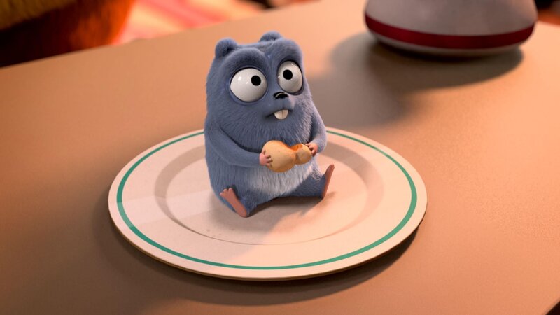 Erwischt! Nascht da etwa einer der Lemminge die letzten Bissen des Popcorns, dass Grizzy für seine Angebetete vorbereitet hatte?  +++ – Bild: Die Popcorn-Party /​ © Studio Hari S.A.R.L.