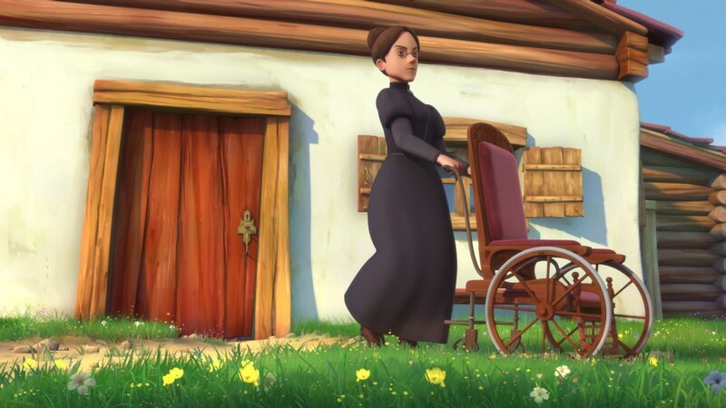 Fräulein Rottenmeier nimmt den Rollstuhl mit auf der Suche nach Clara. – Bild: ZDF/​Studio 100 Animation/​Heidi Productions Pty. Limited