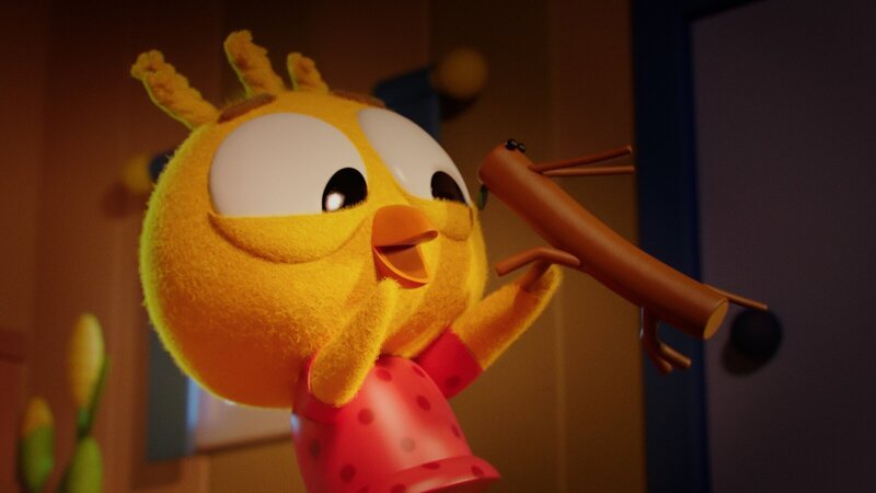 Karla (l.) ist überglücklich, als ihre Eltern ihr Stöckchen (r.) schenken – ihre erste eigene Stabheuschrecke. – Bild: ZDF und DR, Sparre Production, GODO Films