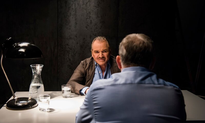 Actor Fritz Wepper und criminal investigator Stephan Harbort pose on set during the shooting for the new local production ‚Protokolle des Boesen‘. – Bild: PR A&E