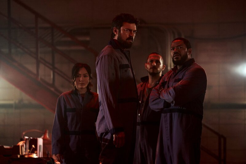 L-R: Kimiko Miyashiro (Karen Fukuhara), Billy Butcher (Karl Urban), Frenchie (Tomer Capone), Mother’s Milk (Laz Alonso) – Bild: Amazon Studios