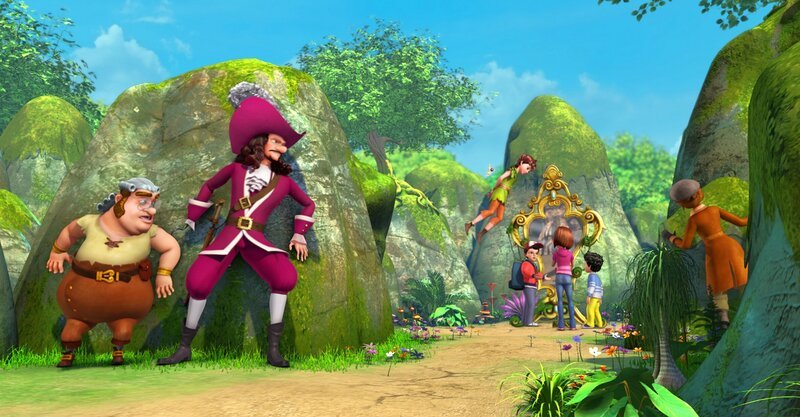 Gemeinsam mit Peter Pan, Tinker Bell, Wendy und Michael will John den Unsichtbarkeitshaken suchen. Am Spiegel der Wünsche hofft er, einen Hinweis auf das Versteck des Hakens zu bekommen. – Bild: ZDF/​DQ Entertainment