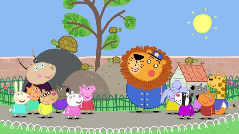 l-r: Rebecca Rabbit, Candy Cat, Madame Gazelle, Pedro Pony, Danny Dog, Suzy Sheep, Peppa Pig, Mr. Lion, Emily Elephant, Zoe Zebra, Wendy Wolf, Freddy Fox, Gerald Giraffe – Bild: Paramount