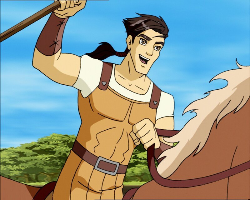 Odysseus bietet sich sofort zum Kampf an und will sein Leben für Nisas geben. – Bild: Bayerischer Rundfunk/​Berlin Animation Film