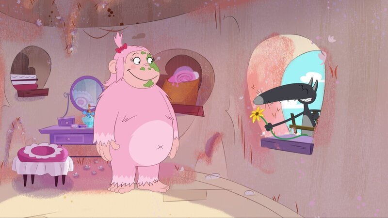 Tietie wird von Wolf mit einer sehr speziellen Blume überrascht. – Bild: KiKA/​Samka Productions