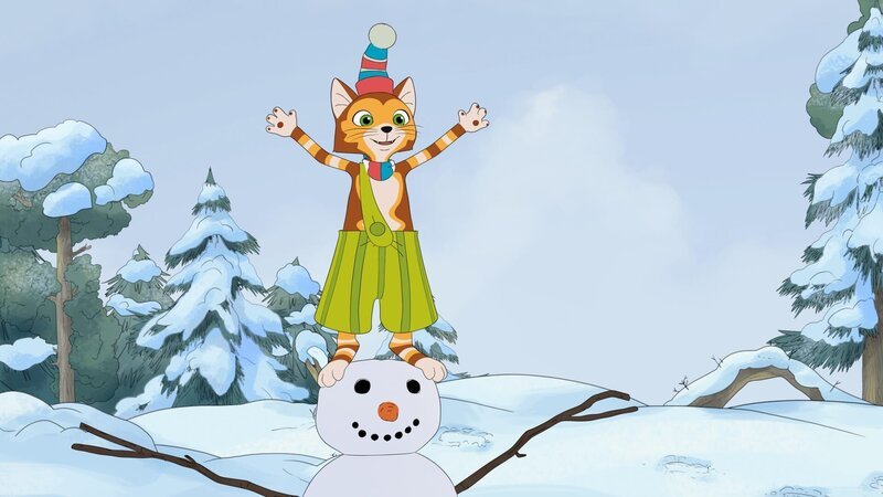 Diese Idee kommt Findus draußen im Wald: Er möchte zu seinem Halbjahresnamenstag als Festessen einen Schneemann aus Reis haben. – Bild: Edel Germany GmbH /​ ZDF