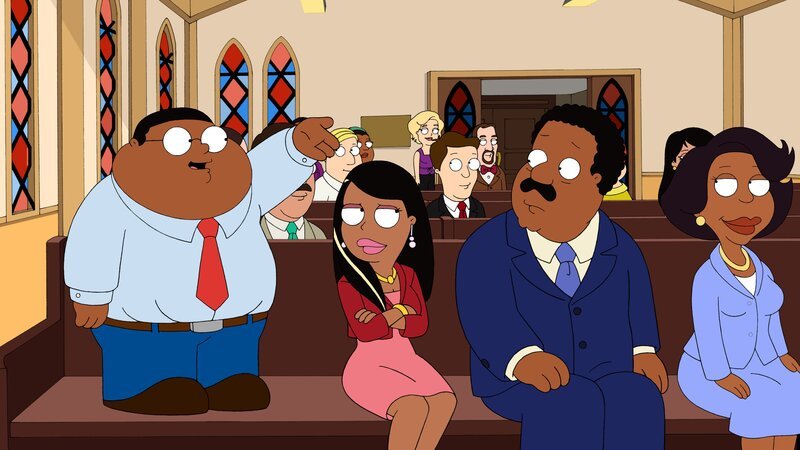 (v.l.n.r.) Cleveland Brown Jr.; Roberta Tubbs; Cleveland Brown; Donna Tubbs-Brown – Bild: Paramount /​ FOX /​ 2009 FOX BROADCASTING /​ THE CLEVELAND SHOW and 2009 TTCFFC ALL RIGHTS RESERVED