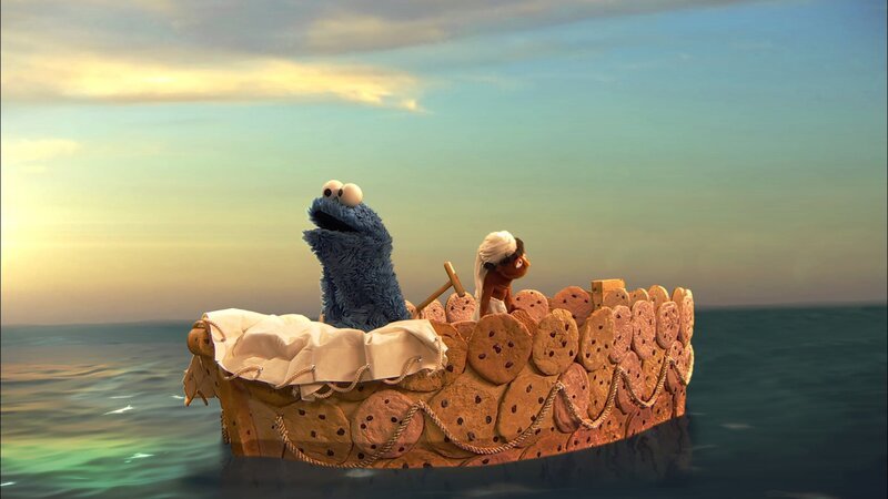 Krümelmonster (li.) in der Sesamstraßen-Parodie von „Schiffbruch mit Tiger“. – Bild: NDR/​Sesame Workshop