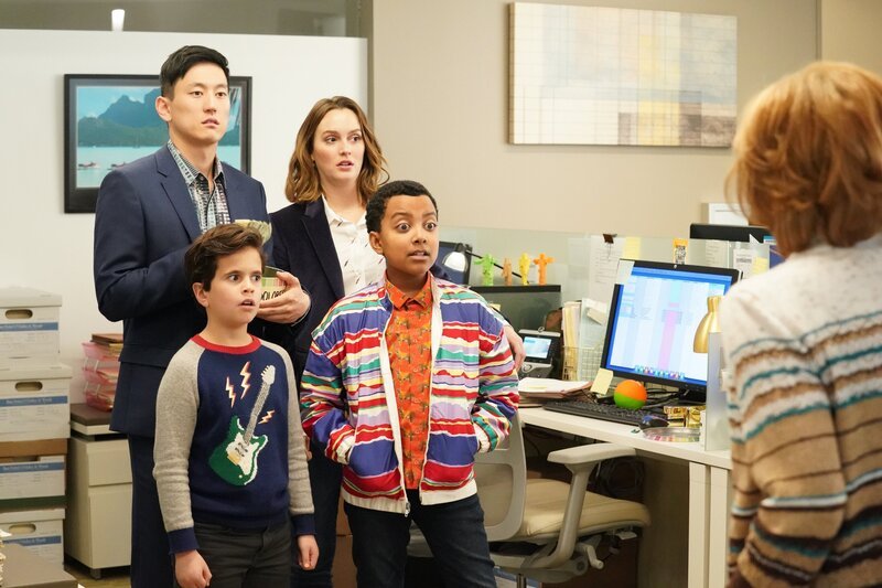 (im Uhrzeigersinn) Miggy Park (Jake Choi); Angie D’Amato (Leighton Meester); Rory Banks (Devin Trey Campbell); Graham D’Amato (Tyler Wladis) – Bild: American Broadcasting Companies