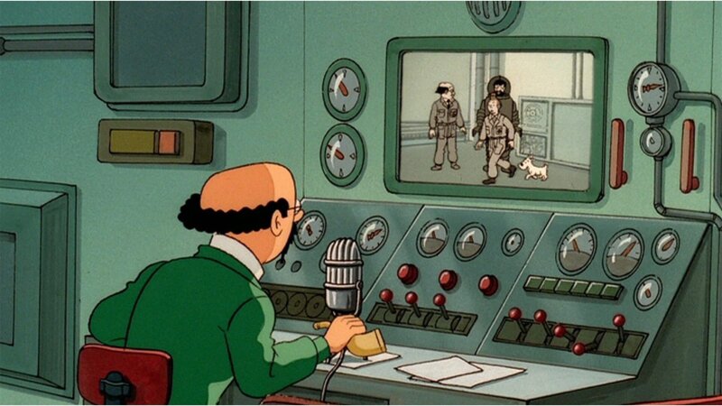 Professor Bienlein (l.) hat eine neue Rakete konstruiert, stürzt jedoch bei der Besichtigung und fällt in eine Schockstarre. Die Reise zum Mond ist ohne sein Wissen unmöglich. – Bild: Ellipsanime/​France 3/​M6/​Nelvana